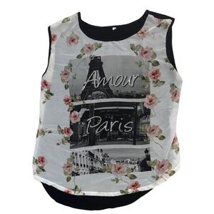 Paris Floral Sheer Chiffon Blouse